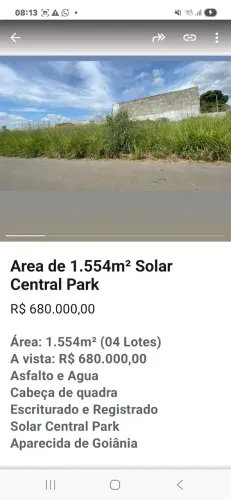 lote no setor solar central park-Aparecida de goiânia