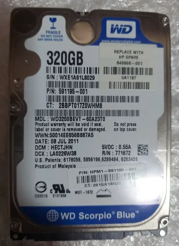 Hd sata 2,5" 320gb WD