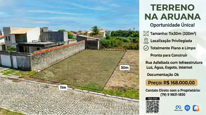 Terreno loteamento AQUARIOS. 11X30
