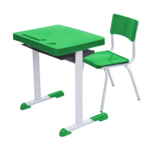 Kit Escolar Infantil Mesa Cadeira Verde 06 a 09 Anos Alta Durabilidade 41084