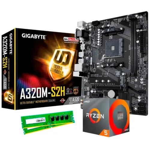 Kit PC de Entreda Placa mãe gigabyte a320m s2h + Ryzen 5 2600