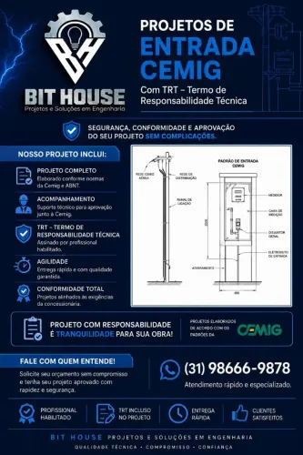Projeto de Entrada da CEMIG com TRT | Residencial, Comercial e Industrial