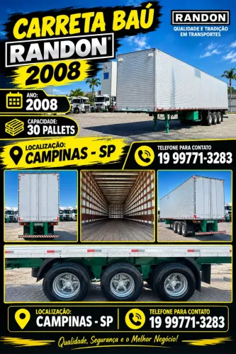 carreta randon bau furgão - 30 palletes