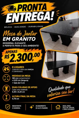 Mesa de Jantar em Granito Verde Ubatuba PRONTA ENTREGA