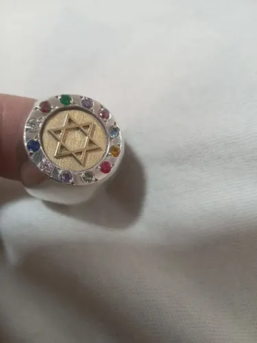Anel estrela Davi ouro e prata