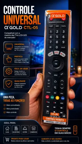 Controle universal AGOLD para TVs , comp com diversas marcas 