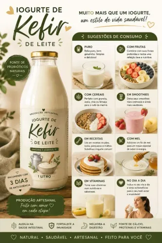 IOGURTE DE KEFIR DE LEITE ARTESANAL