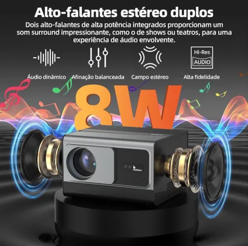 Projetor Bettdow 24000 Lumens Hd 1080p | 4k, 8k, 700 ANSI, WiFi6, BT4,2.