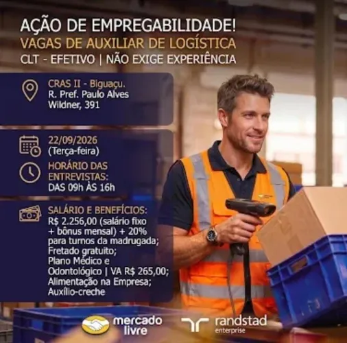 Auxiliar de logística (Representante de envios) | Mercado Livre em Gov Celso Ramos