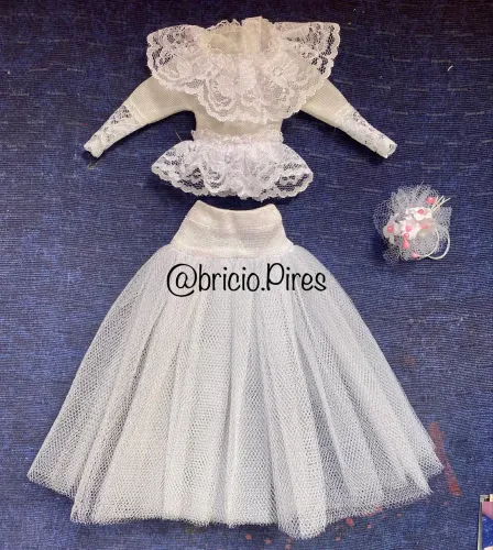 Roupinha boneca Barbie estrela noiva 1986