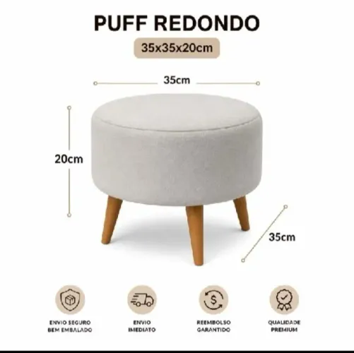 Puff redondo preto-banqueta reforçada