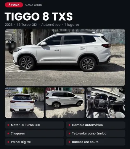 Chery Tiggo 8 TXS 1.6 Turbo Tgdi AUT 2023