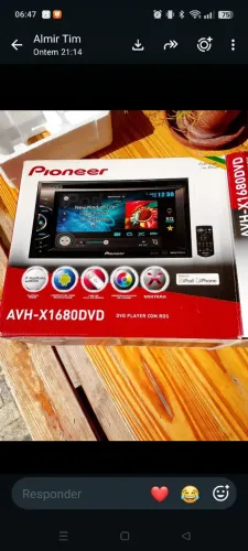 DVD Player Pioneer AVH-X1680DV - som para carro - usado e bem conservado.