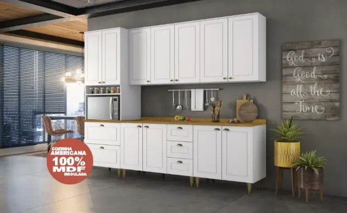 Cozinha Completa 05 Módulos Americana 100%MDF.