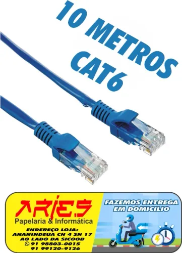 CABO DE REDE CAT6 10 METROS PLUSCABLE PC-ETH6U100BL