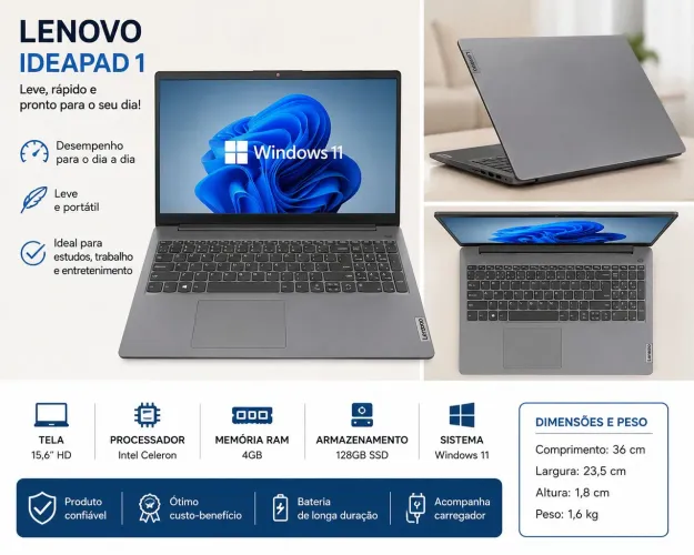 Notebook Lenovo Ideadpad 1 Windows  11 4GB 128GB 15IJL7  