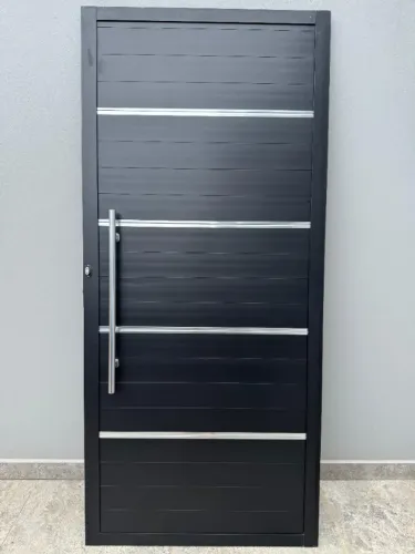 Porta de Alúminio preta de abrir de Lambril linha suprema, largura 100cm