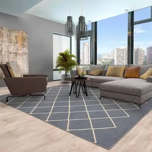 Tapete Geomátrico São Carlos Herat Siena Cinza 1,60m x 2,35m