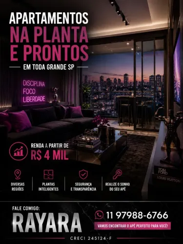 APARTAMENTOS NA PLANTA E PRONTOS EM TODA GRANDE SÃO PAULO<br><br>