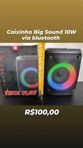 Caixinha de som Big Sound 10W via bluetooth com LED RGB / MEGA OFERTA 