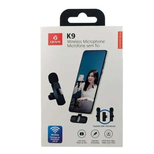 Microfone K9 Profissional De Lapela Duplo Preto Tipo-c