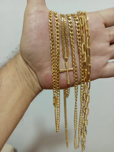 Correntes e pulseiras folheado a ouro 18k 15 milésimos de banho