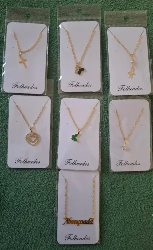 Colar e Pingente - Folheados - Kit 3 peças x 25 reais