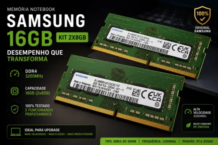 Memória Samsung para Notebook 16GB (2x8GB) DDR4 3200MHz Original