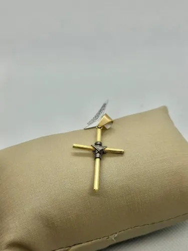 PINGENTE CRUZ BICOLOR OURO 18K 750.