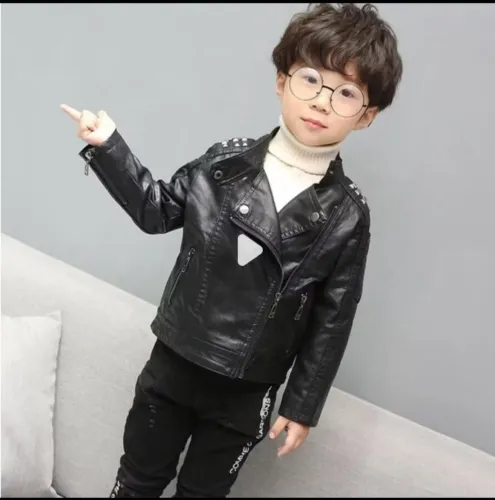 Jaqueta Preta Couro Menino 140cm 9/10 anos