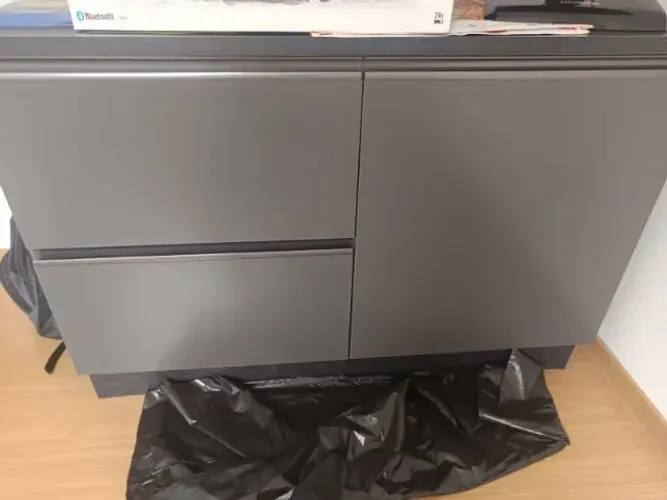 Armario cozinha chão 120 cm - porta com divisória e 2 gavetões