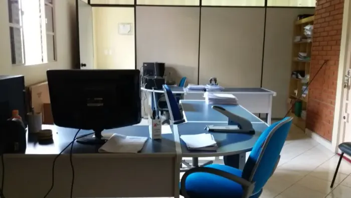 Mesa de Escritório em L - Azul - Kit com 3 mesas