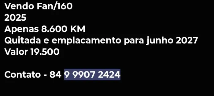 Moto nova , sem avaria, revisão a cada mil KM e emplacamento junho 2027!