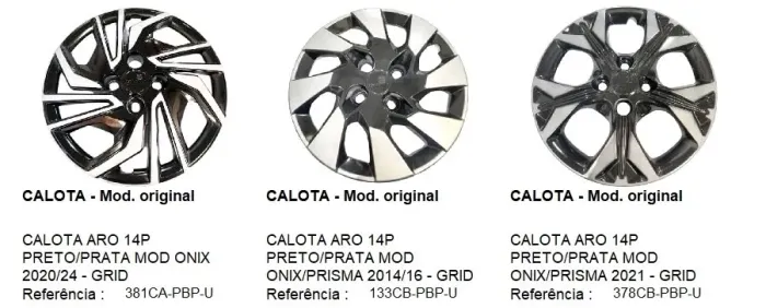 Jogo de Calota aro 14 Onix Elite Esportivo 