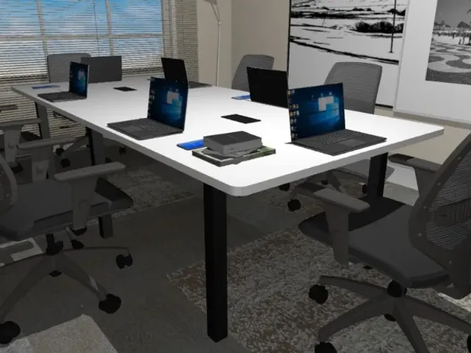 Mesa De Reunião Delluxe Blacks Woods. Com 8 Tomadas  L200cm x  P90cm x A76cm