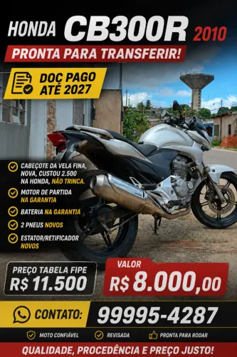 Vendo Moto CB300 ano 2010 Quitado