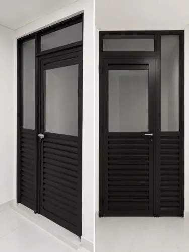 Porta de alumínio marrom 126,5x241 cm