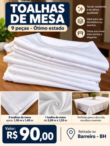 Toalhas de mesa kit com 9 brancas .