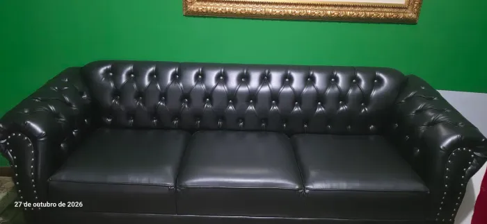 Namoradeira Chesterfield Duque 3 Lugares Corano Preto