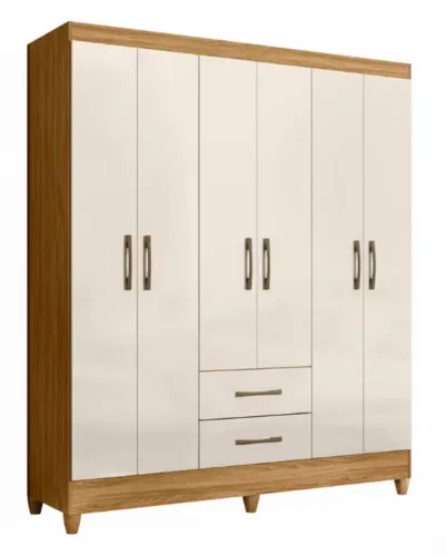 Guarda Roupa 6 Portas 2 Gavetas Panamá Freijo/Off White - Movel