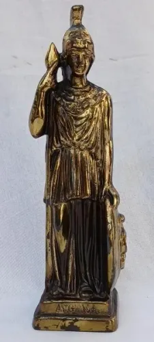 Antiga Escultura em Petit Bronze dourado Deusa grega sabedoria e da guerra ATHINA