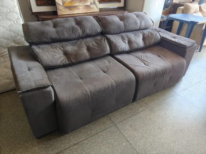  *? SOFÁ RETRÁTIL E RECLINÁVEL USADO 2.35 FRENTE 1.55 ABERTO ENTREGA GRÁTIS ?