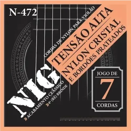 Encordoamento para Violão Nylon 7 Cordas NIG N472 com Alta Tensão