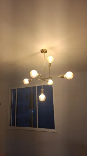Lustre moderno estilo Sputnik 6 lâmpadas