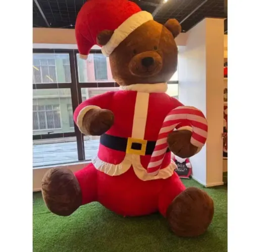Urso Noel Gigante Natalino Led Pisca 274cm Inflavel Natal