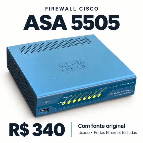 Firewall Cisco ASA 5505 + Fonte Original - 8 Portas Testadas
