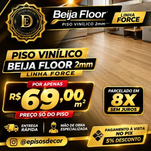 Piso Vinil Piso Beija Floor 2mm Linha Force colado