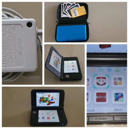 Nintendo 3DS XL Azul/Preto - Desbloqueado + Cartão SD + Brindes (Impecável)