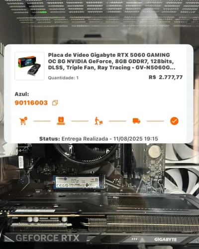 Placa de vídeo RTX 5060 Triple Fan Gigabyte nova 