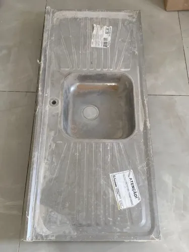 Pia inox + tanque + lavatório com coluna